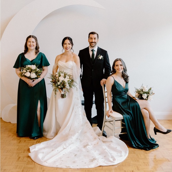 Lulus - Gorgeous silk/satin, a-line maxi dress with side slit - Picture 2 of 11